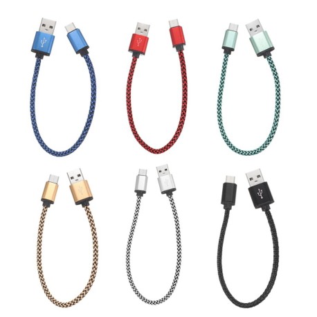 Câble en Nylon Tressé 0.3 mètre Type-C USB charge et transfert rapide 2A