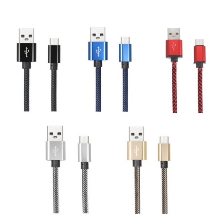 Câble en Nylon Tressé Type-C USB transfert et charge rapide 2.1A