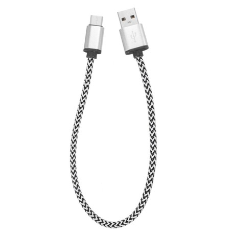 Câble en Nylon Tressé 0.3 mètre Type-C USB charge et transfert rapide 2A