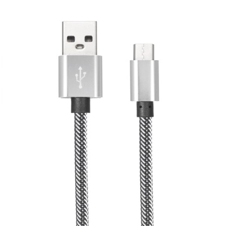 Câble en Nylon Tressé Type-C USB 1 mètre transfert et charge rapide 2.1A