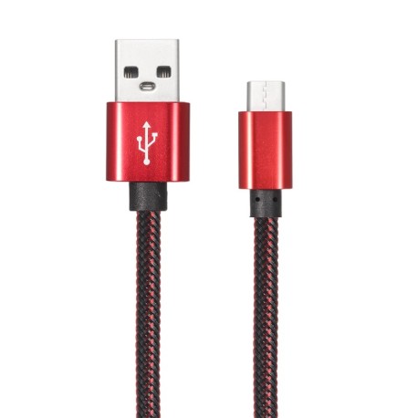 Câble en Nylon Tressé Type-C USB 1 mètre transfert et charge rapide 2.1A