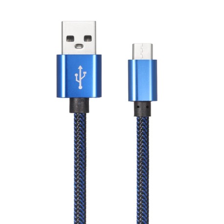 Câble en Nylon Tressé Type-C USB 1 mètre transfert et charge rapide 2.1A