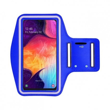 Blank L Bleu Clair Brassard de Sport imperméable Housse de Protection pour Samsung Galaxy A50 avec Sortie Casque pour Fitness Jogging 