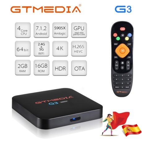 GTMEDIA G3 Android TV Box 4K IPTV 2 Go RAM + 16 Go ROM WiFi Support Netflix 