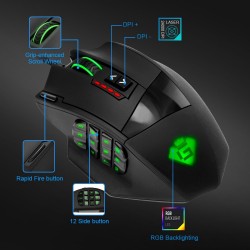 Cheap gaming mouse Rocketek 16400dpi 19 programmable buttons