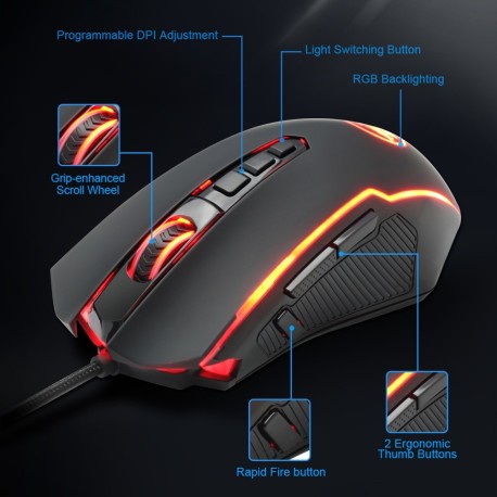 Redragon Ranger M910 RGB USB souris de jeu filaire 