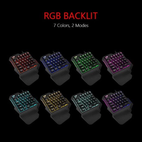 Clavier de jeu à une main rétroéclairé 6400dpi 