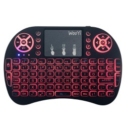 7 couleur rétro-éclairé i8 Mini clavier sans fil 2.4ghz anglais russe 3 couleur Air souris avec pavé tactile télécommande Androi