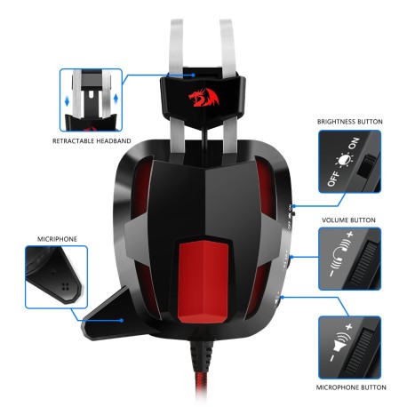  casque de jeu stéréo Gamer Redragon H201 
