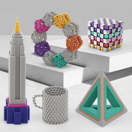 billes aimantees en métal néodyme multicouleurs, jouets de Construction
