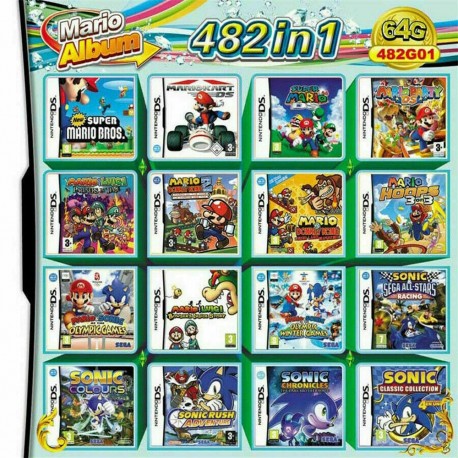 482 in 1 Games Cartridge for NDS NDSL 2DS 3DS 3DSLL NDSI Console