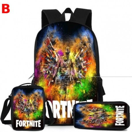 Set Fortnite waterproof and phosphorescent children's school bag - Set 3 or 5 pieces