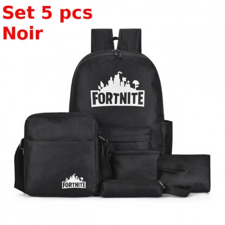 Set Fortnite waterproof and phosphorescent children's school bag - Set 3 or 5 pieces