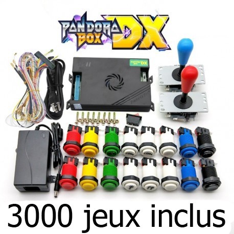 Pandora boîte DX 3000 avec joystick américain HAPP et bouton poussoir inclus 3000 jeux