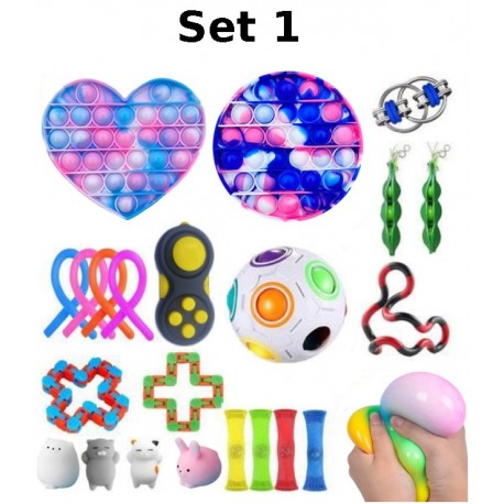 Set de jouets Anti-Stress, Fidget Toy, Pop Bubble, Pop it - Jouets Sensoriels à Presser en Silicone pour la Concentration