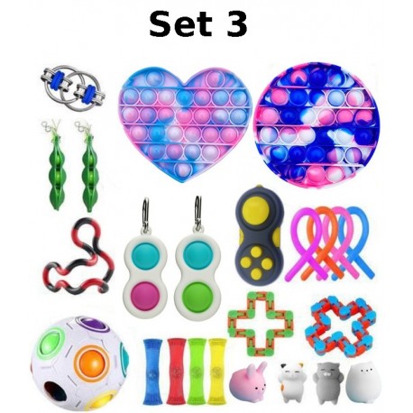 Set de jouets Anti-Stress, Fidget Toy, Pop Bubble, Pop it - Jouets Sensoriels à Presser en Silicone pour la Concentration