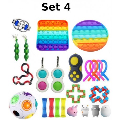 Set de jouets Anti-Stress, Fidget Toy, Pop Bubble, Pop it - Jouets Sensoriels à Presser en Silicone pour la Concentration