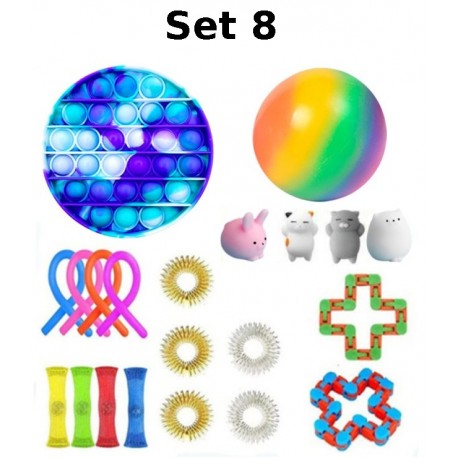 Set de jouets Anti-Stress, Fidget Toy, Pop Bubble, Pop it - Jouets Sensoriels à Presser en Silicone pour la Concentration