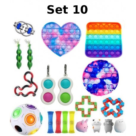 Set de jouets Anti-Stress, Fidget Toy, Pop Bubble, Pop it - Jouets Sensoriels à Presser en Silicone pour la Concentration