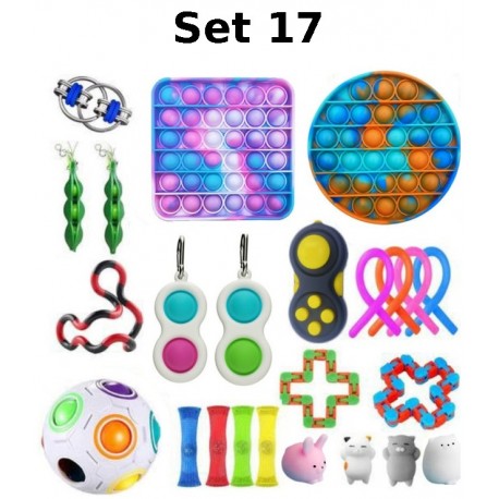 Set de jouets Anti-Stress, Fidget Toy, Pop Bubble, Pop it - Jouets Sensoriels à Presser en Silicone pour la Concentration