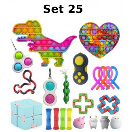 Set de jouets Anti-Stress, Fidget Toy, Pop Bubble, Pop it - Jouets Sensoriels à Presser en Silicone pour la Concentration