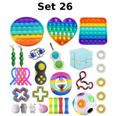 Anti-Stress Toy Set, Fidget Toy, Pop Bubble, Pop it - Silicone Squeeze Sensory Toys for Concentration