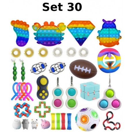 Anti-Stress Toy Set, Fidget Toy, Pop Bubble, Pop it - Silicone Squeeze Sensory Toys for Concentration