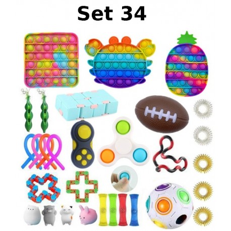 Anti-Stress Toy Set, Fidget Toy, Pop Bubble, Pop it - Silicone Squeeze Sensory Toys for Concentration