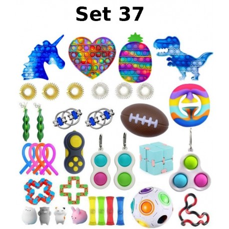 Anti-Stress Toy Set, Fidget Toy, Pop Bubble, Pop it - Silicone Squeeze Sensory Toys for Concentration
