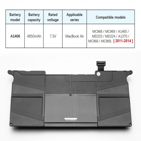 A1406 battery for Mac Book Air A1370 2010 and MAC A1465 laptop