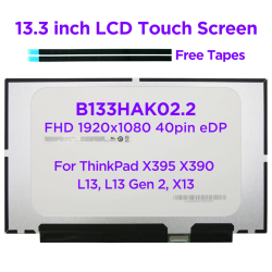 &Eacute;cran tactile LCD pour Lenovo ThinkPad X395, X390, X13, L13, Gen 2, 20NL, 20NM, 20Q0, 20Q1, 40 broches, 13.3