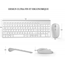 AZERTY – clavier sans fil français 2.4 ghz, souris ergonomique, Compatible avec IMac, Mac, PC, tablette, ordinateur Windows (bla