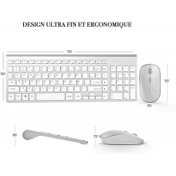 AZERTY &ndash; French 2.4 ghz wireless keyboard, ergonomic mouse, Compatible with IMac, Mac, PC, tablet, Windows computer (bla