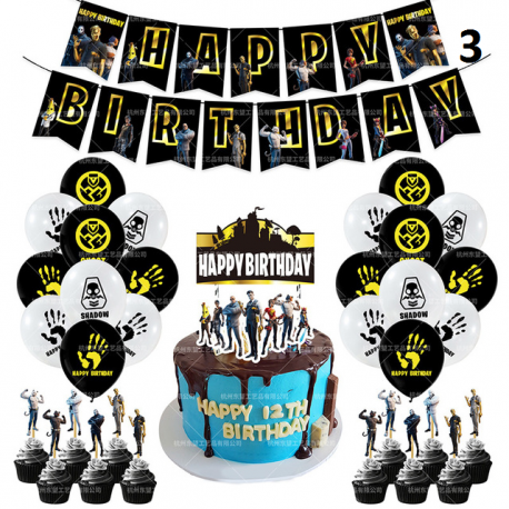 Fortnication party decoration, shooter, alpaca banner, birthday party decor, controllers, balloons, numbers, toys