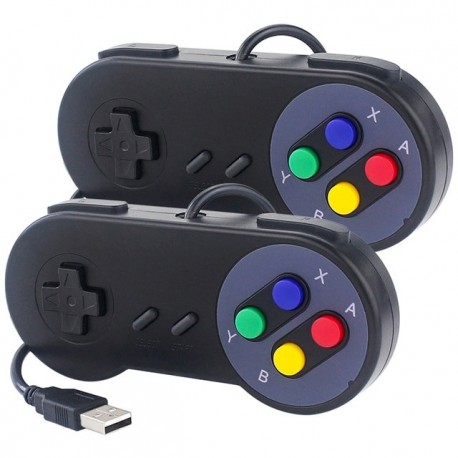 1 or 2 Pcs Super Nes Type Retro Gamepad USB Wired Controller for Linux PC Mac Windows Raspberry Pi