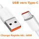 Câble USB Type C charge rapide 6A transfert données pour Xiaomi, OnePlus, Huawei, Oppo, Vivo, Samsung ...