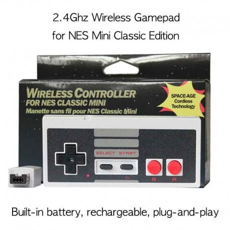 Wireless Nintendo Nes controller with turbo function plugged into the Nes console
