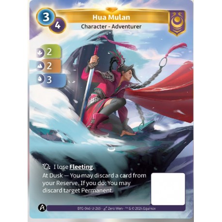 Hua Mulan carte Unique Yzmir Altered TCG