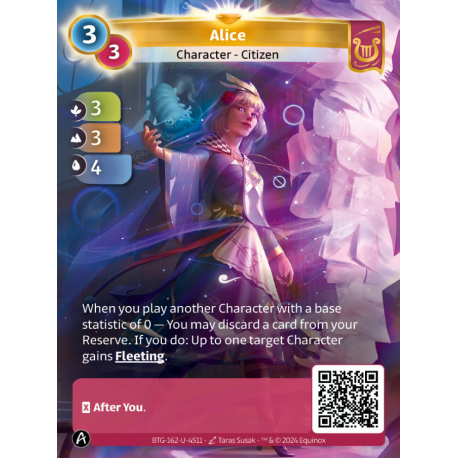 Alice (3-3-4) Unique Card Lyra Altered TCG