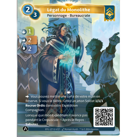 Légat du Monolithe (1-2-2) Carte Unique Ordis Altered TCG