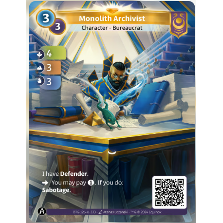 Monolith Archivist (Sabotage) Unique Yzmir - Altered TCG