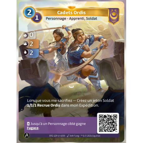 Cadets Ordis (0-2-2) carte Unique Yzmir - Altered TCG - Edition KS