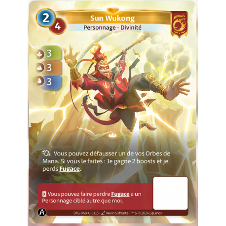 Sun Wukong Fugace (3-3-3) carte Unique Bravos - Altered TCG - Edition KS