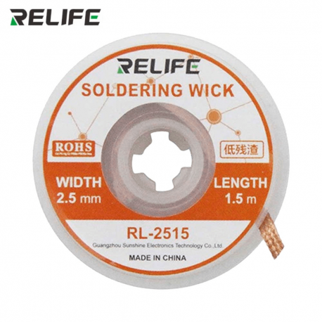 Tresse à Dessouder Relife RL-2515 (2.5mm x 1.5m) – Envoi express Europe